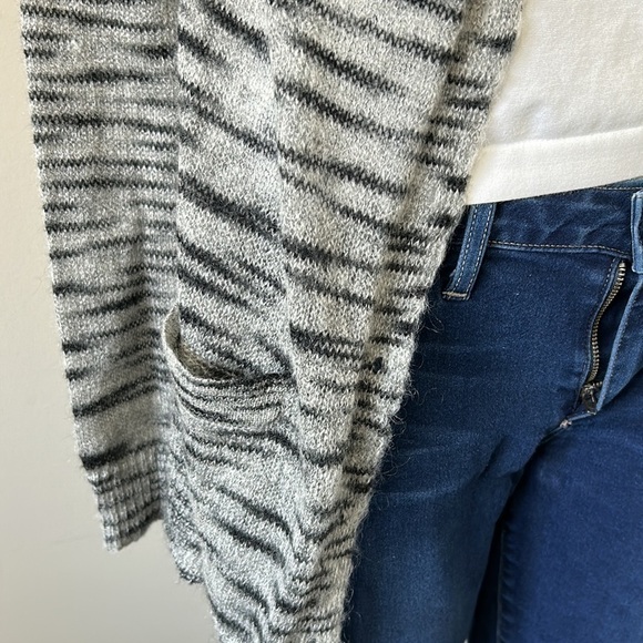 Free People Beach Mohair Blend Lightweight Tiger Stripe Cardigan Sweater Large - Picture 7 of 14